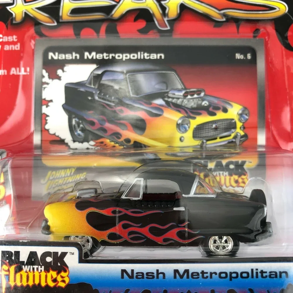 Johnny Lightning Street Freaks Black with Flames Nash Metropolitan Die Cast 1/64